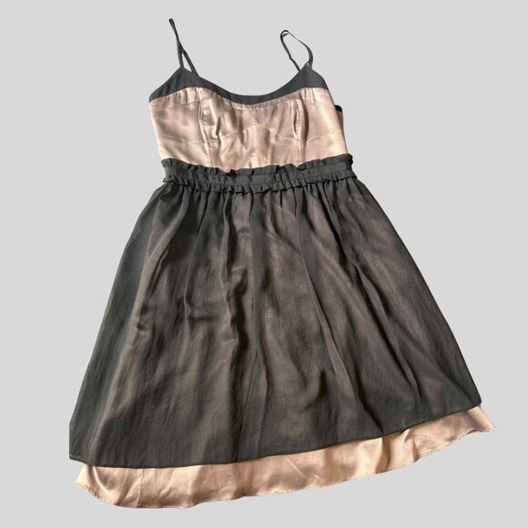 BCBG Max Azria Black & Blush Satin Chiffon Cocktail Dress Sz 8 | Y2K grunge - Picture 3 of 10